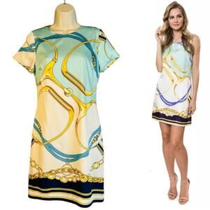 Julie Brown Everest Short Sleeve Mini Dress Blue Positano Size 2 NWT